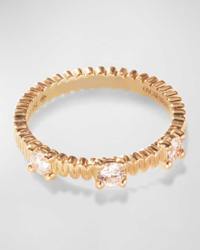 Beaded 18K Recycled Yellow Gold and Lab Grown Diamond Ring